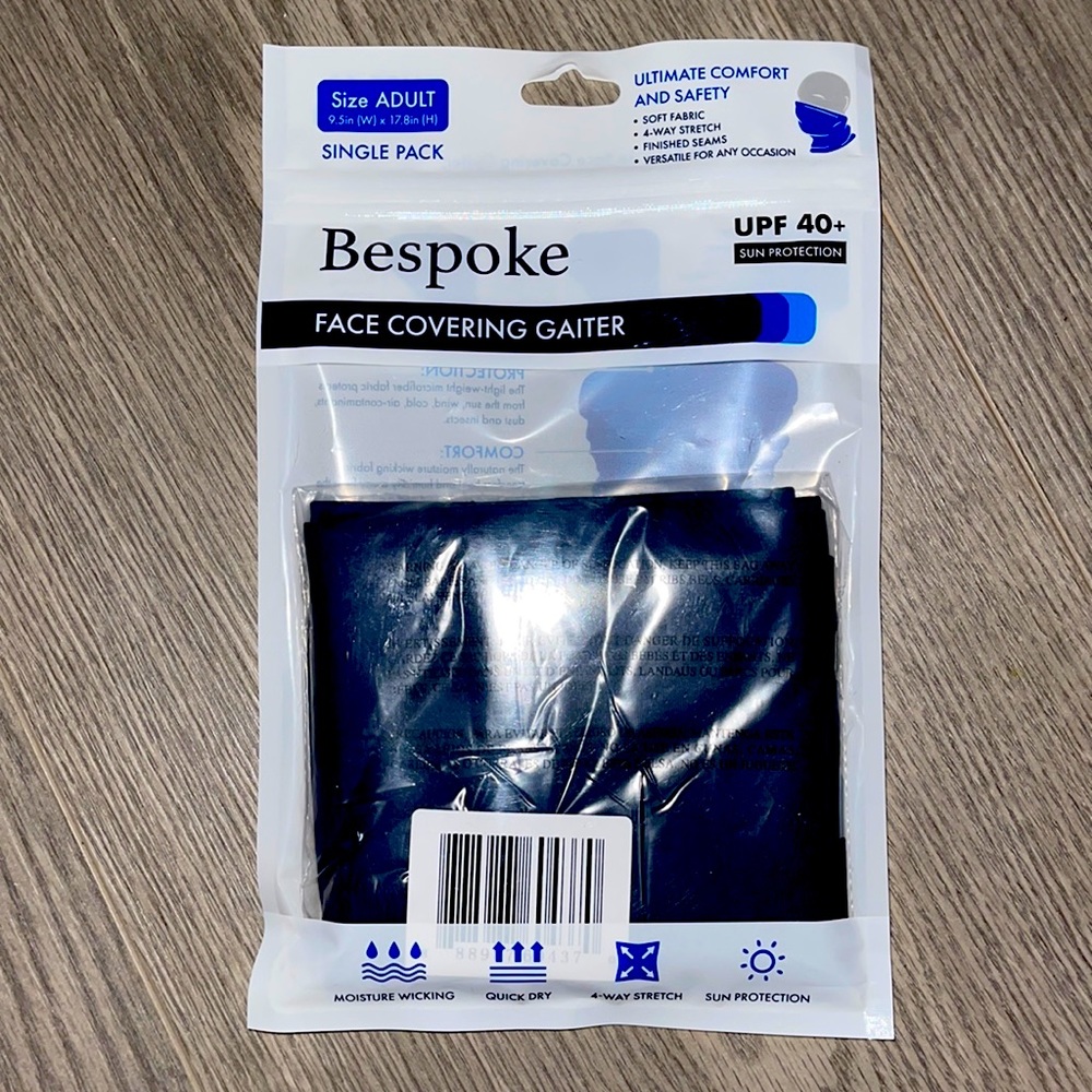 Navy Blue Face Mask Gaiter Covering Adult UPF 40